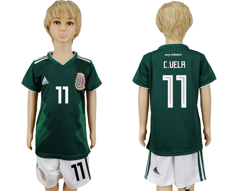 2018 World Cup Children football jersey MEXICO CHIRLDREN #11 C.V